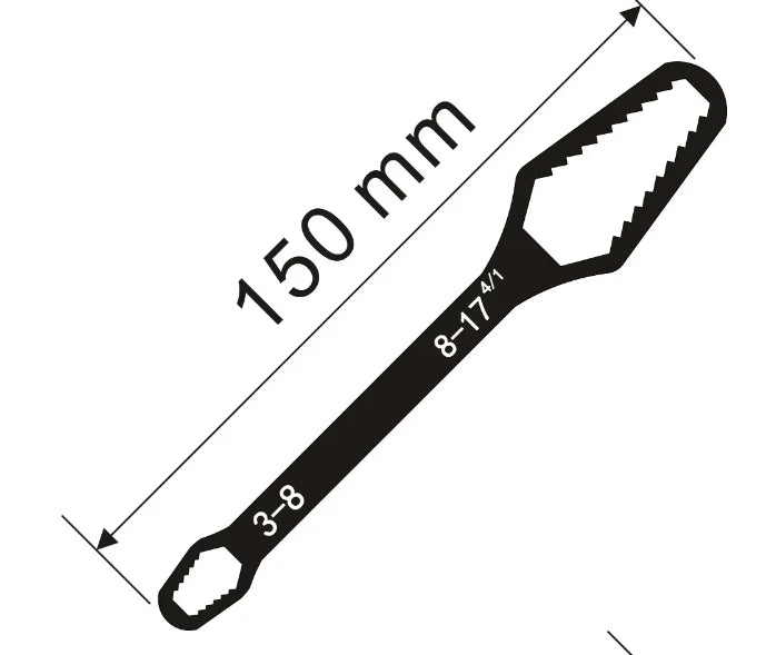 1pc Universal Double Ended Wrench, Self-Tightening 3-17mm Screw Nuts Repair Wrench, Double-Headed Ratchet Spanner, Adjustable