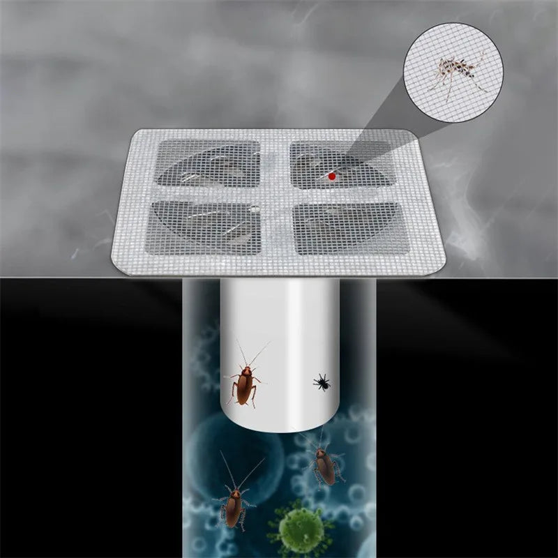 4/5/10m Cuttable Shower Drain Hair Catcher Self-Adhesive Floor Drain Stickers Disposable Mesh Bathroom Kitchen Sink Hair Filter