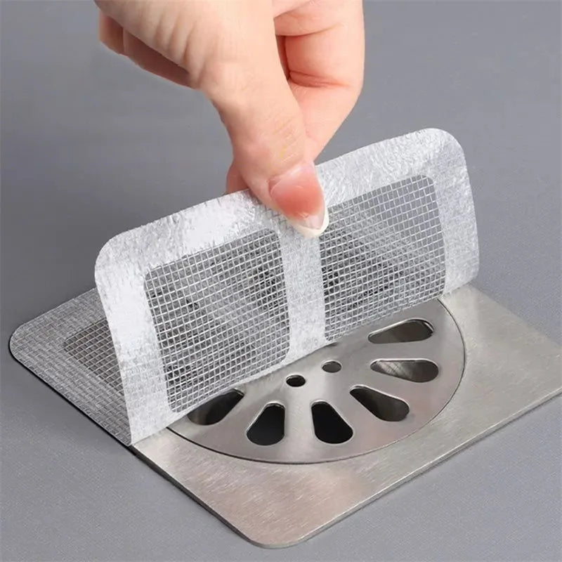 4/5/10m Cuttable Shower Drain Hair Catcher Self-Adhesive Floor Drain Stickers Disposable Mesh Bathroom Kitchen Sink Hair Filter