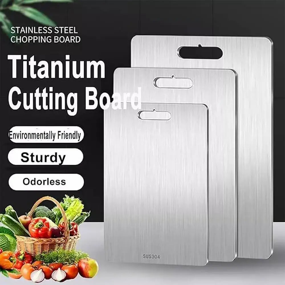 Titanium Cutting Boards for Kitchen Stainless Board 304 Steel Thickened Double Sided Food Grade Portable Fruit Meat Chopping