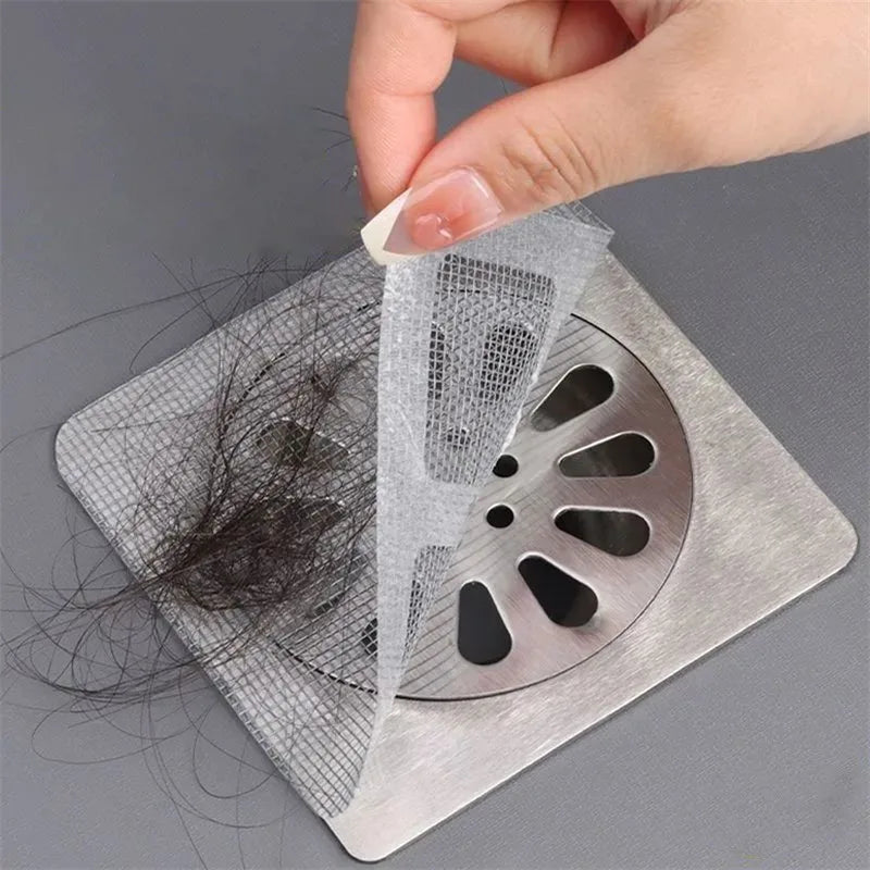 4/5/10m Cuttable Shower Drain Hair Catcher Self-Adhesive Floor Drain Stickers Disposable Mesh Bathroom Kitchen Sink Hair Filter