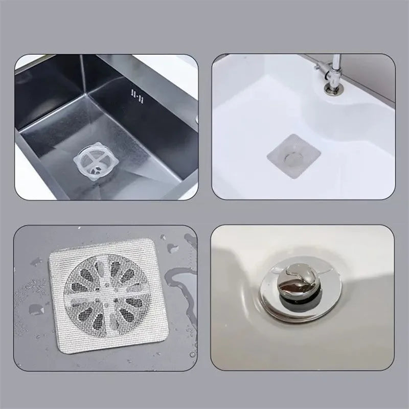 4/5/10m Cuttable Shower Drain Hair Catcher Self-Adhesive Floor Drain Stickers Disposable Mesh Bathroom Kitchen Sink Hair Filter