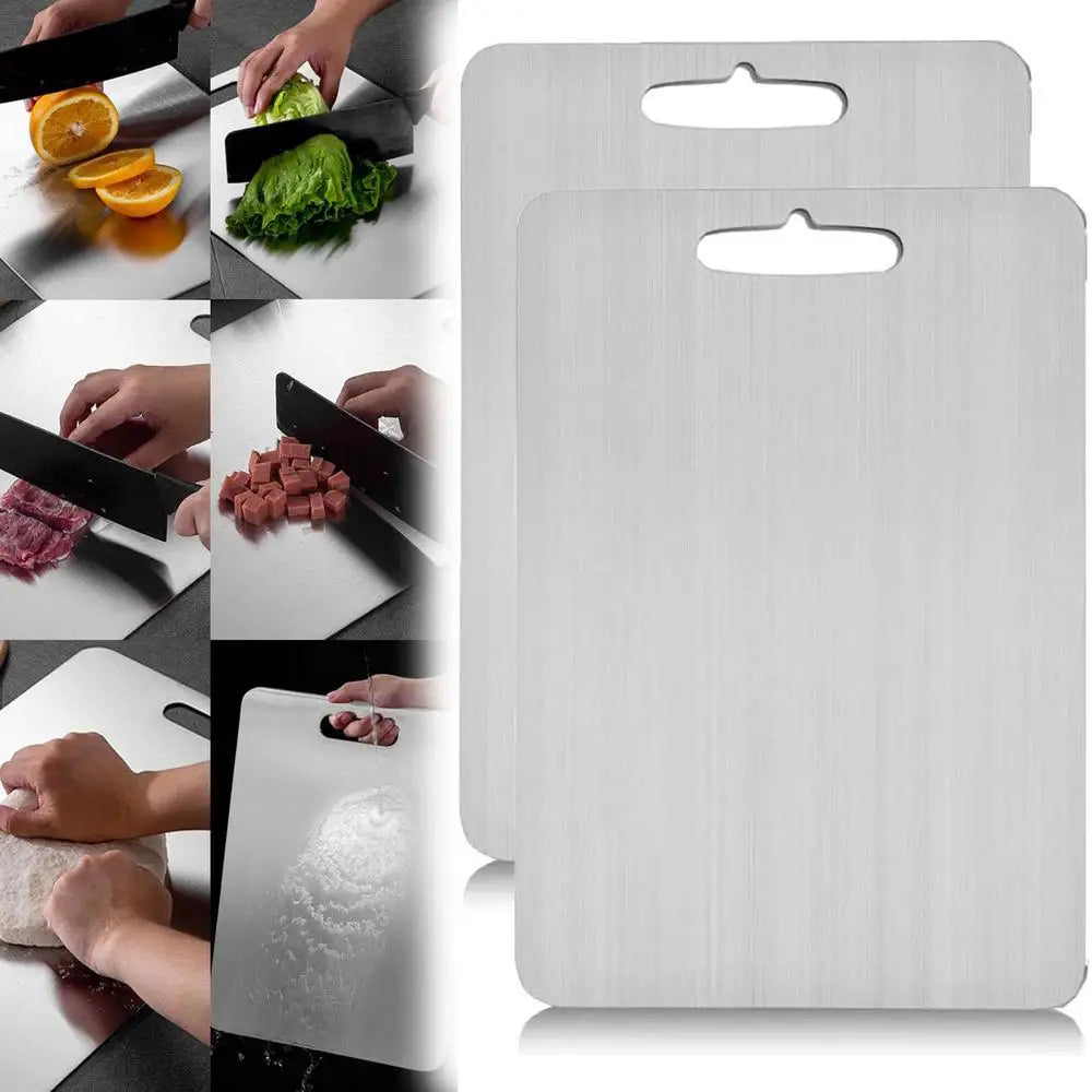 Titanium Cutting Boards for Kitchen Stainless Board 304 Steel Thickened Double Sided Food Grade Portable Fruit Meat Chopping