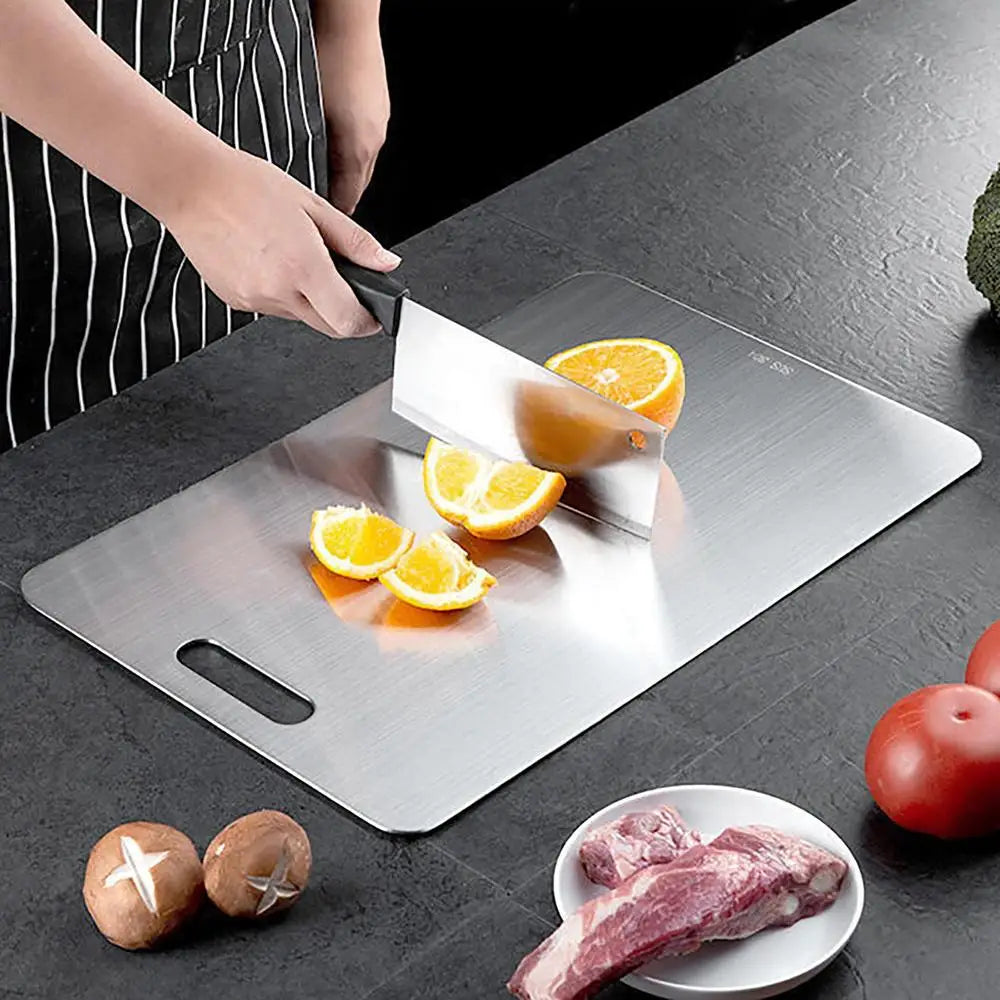 Titanium Cutting Boards for Kitchen Stainless Board 304 Steel Thickened Double Sided Food Grade Portable Fruit Meat Chopping