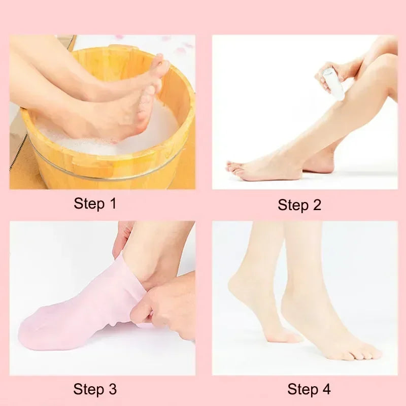 1 Pair Silicone Moisturizing Socks Exfoliating Gel Heel Socks Callus Cracked Dead Skin Remove Protector Pain Relief Foot Care
